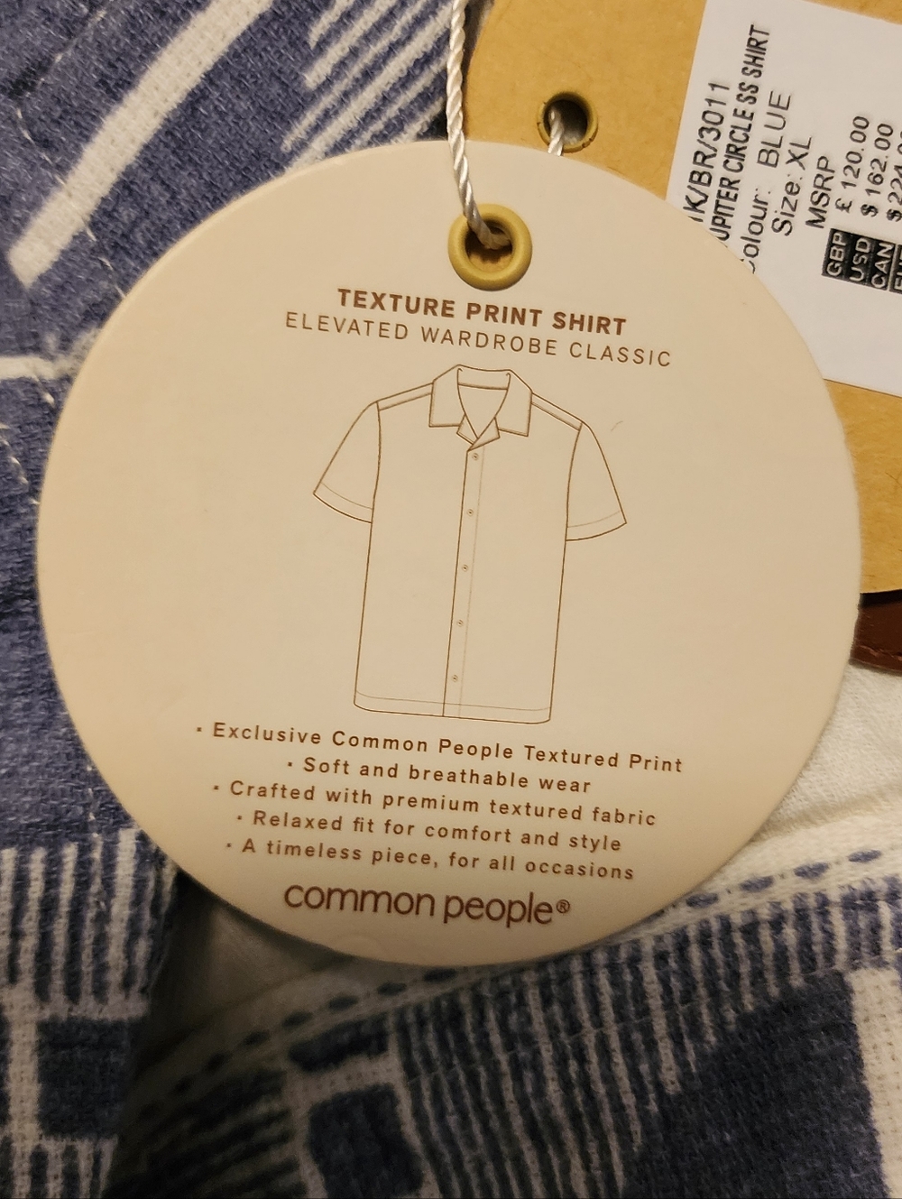Common People Geometric Button‑Up Shirt • Men’s XL • NWT • 100% Cotton Woven UK - Picture 5 of 6